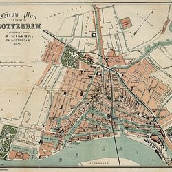 Plattegrond van Rotterdam in 1875 door M. Ghys (bron: Wikimedia Commons)