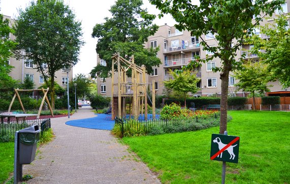 Knus speelplein in een woonwijk in Amsterdam door Zhank0 (bron: shutterstock)