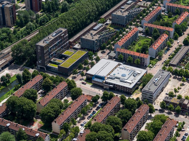 Typische groenstructuren en open verkaveling van het Amsterdams Uitbreidingsplan door Aerovista Luchtfotografie (bron: Shutterstock)