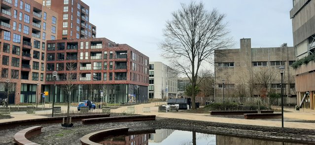 Gebouw Silva, plein en te slopen schakelstation door Haan & Laan (bron: Gebiedsontwikkeling.nu)