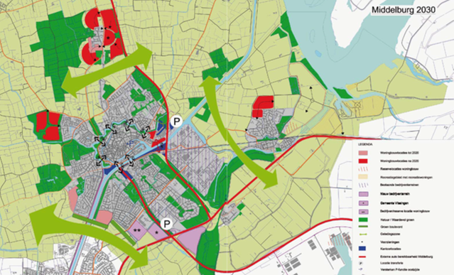 Beeld van de ontwikkeling van Middelburg tot 2030 door Gemeente Middelburg/BVR (bron: Gemeente Middelburg/BVR)