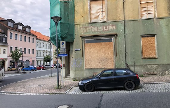 Voorbeeld van structurele leegstand in het centrum van Frankenberg bij Chemnitz door Friso de Zeeuw (bron: Gebiedsontwikkeling.nu)