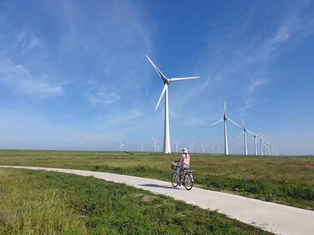 Fietspad en windmolens door fokke baarssen (bron: Shutterstock)