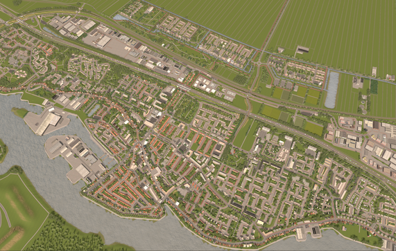 Sliedrecht in Cities: Skylines inclusief Sliedrecht-Noord.png door Silvain Hamar de la Brethonière (bron: Silvain Hamar de la Brethonière)