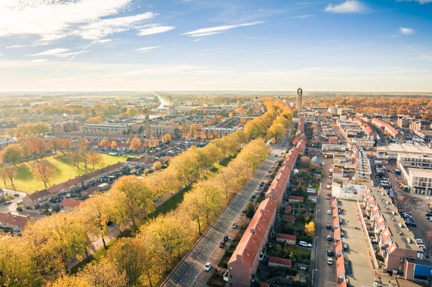 Luchtfoto van centrum Emmeloord door Sjors Evers (bron: Gemeente Noordoostpolder)