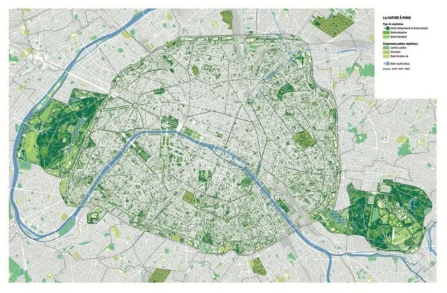 Plannen voor meer groene plekken in Parijs. door APUR (bron: APUR)